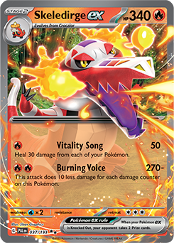 Double rare Pokémon card Skeledirge ex 037/193 from Paldea Evolved expansion