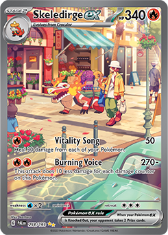 Special illustration rare Pokémon card Skeledirge ex 258/193 from Paldea Evolved expansion