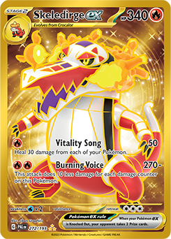 Hyper rare Pokémon card Skeledirge ex 272/193 from Paldea Evolved expansion