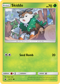 Common Pokémon card Skiddo 10/111 from Crimson Invasion expansion