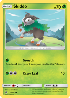 Common Pokémon card Skiddo 9/131 from Forbidden Light expansion