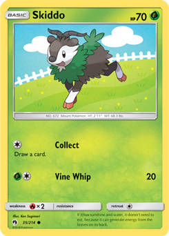 Skiddo 35/214 Pokémon card from Lost Thunder for sale at best price