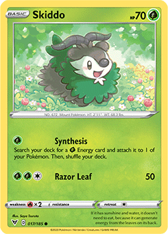 Common Pokémon card Skiddo 017/185 from Vivid Voltage expansion