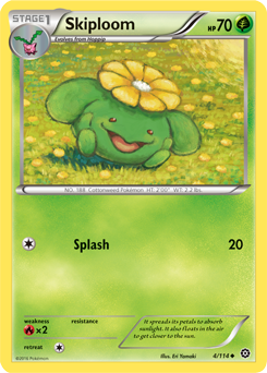 Uncommon Pokémon card Skiploom 4/114 from Steam Siege expansion
