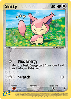 Carte Pokémon Skitty 70/109 de la série Ex Rubis & Saphir en vente au meilleur prix