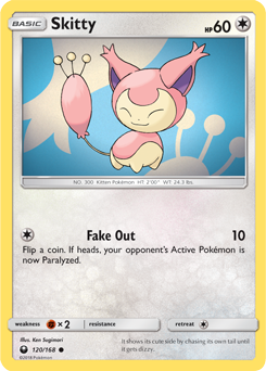 Common Pokémon card Skitty 120/168 from Celestial Storm expansion