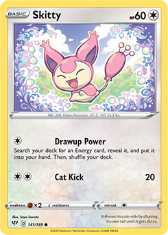 Common Pokémon card Skitty 141/189 from Darkness Ablaze expansion