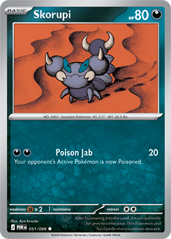 Common Pokémon card Skorupi 51/88 from Perfect Order expansion