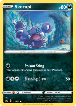 Skorupi 121/202 Pokémon card from Sword & Shield for sale at best price