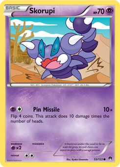 Common Pokémon card Skorupi 53/122 from Breakpoint expansion