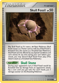 Common Pokémon card Skull Fossil 117/123 from Mysterious Treasures expansion