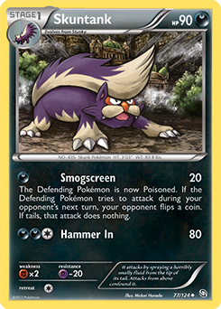Uncommon Pokémon card Skuntank 77/124 from Dragons Exalted expansion