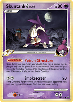 Common Pokémon card Skuntank 94/127 from Platinuim expansion