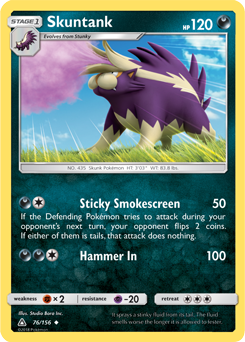 Skuntank 76/156 Pokémon card from Untra Prism for sale at best price