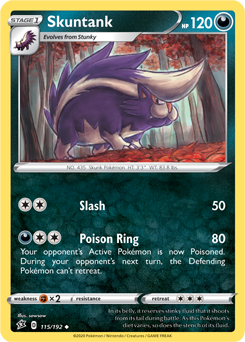Skuntank 115/192 Pokémon card from Rebel Clash for sale at best price