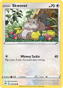 Common Pokémon card Skwo Vet 152/189 from Darkness Ablaze expansion