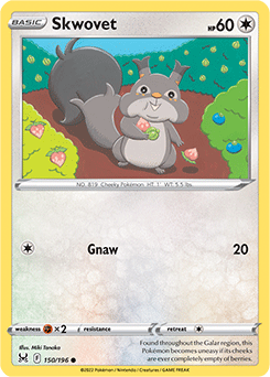 Common Pokémon card Skwovet 150/196 from Lost Origin expansion