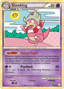 Rare holo Pokémon card Slowking 12/123 from HeartGold SoulSilver expansion