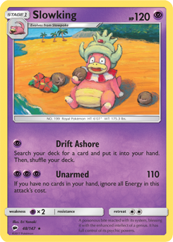 Rare Pokémon card Slowking 48/147 from Burning Shadows expansion