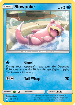 Common Pokémon card Slowpoke 42/214 from Unbroken Bonds expansion