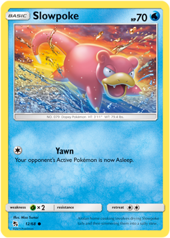 Common Pokémon card Slowpoke 12/68 from Hidden Fates expansion