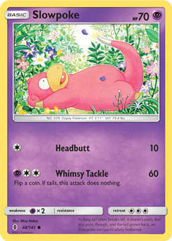 Common Pokémon card Slowpoke 48/145 from Guardians Rising expansion