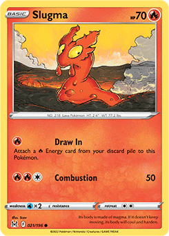 Common Pokémon card Slugma 021/196 from Lost Origin expansion