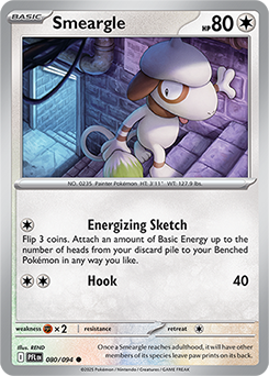Common Pokémon card Smeargle 80/94 from Phantasmal Flames expansion