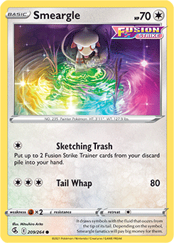 Common Pokémon card Smeargle 209/264 from Fusion Strike expansion