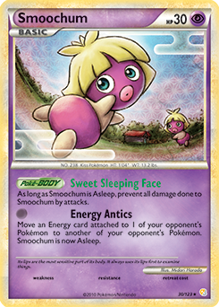 Rare Pokémon card Smoochum 30/123 from HeartGold SoulSilver expansion