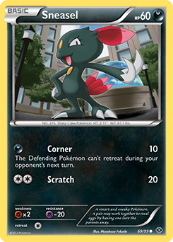 Common Pokémon card Sneasel 69/99 from Next Destinies expansion