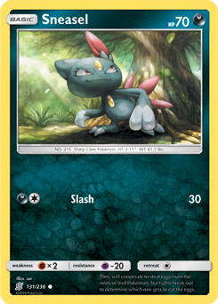 Common Pokémon card Sneasel 131/236 from Unified Minds expansion