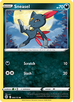 Common Pokémon card Sneasel 086/172 from Brilliant Stars expansion