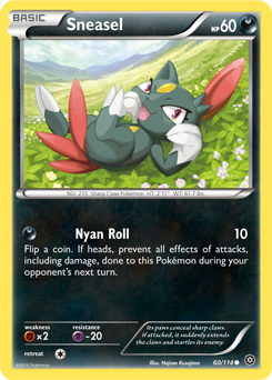Common Pokémon card Sneasel 60/114 from Steam Siege expansion