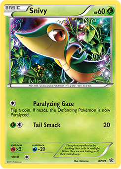 Promo Pokémon card Snivy BW06 from Back & White Promos expansion