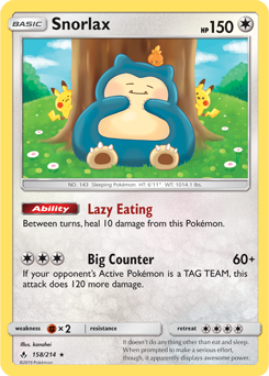 Snorlax 158/214 Pokémon card from Unbroken Bonds for sale at best price