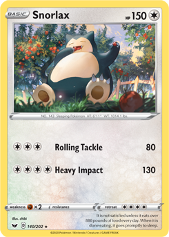 Snorlax 140/202 Pokémon card from Sword & Shield for sale at best price