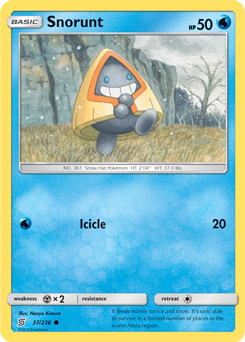 Common Pokémon card Snorunt 37/236 from Unified Minds expansion