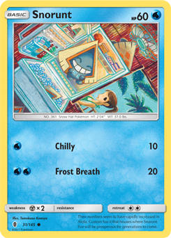 Common Pokémon card Snorunt 31/145 from Guardians Rising expansion