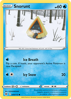 Common Pokémon card Snorunt 034/172 from Brilliant Stars expansion