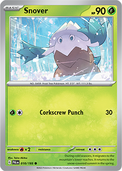 Common Pokémon card Snover 010/193 from Paldea Evolved expansion