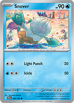 Common Pokémon card Snover 59/182 from Destined Rivals expansion
