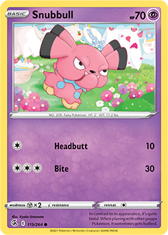 Common Pokémon card Snubbull 115/264 from Fusion Strike expansion