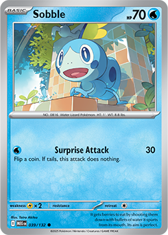 Common Pokémon card Sobble 39/132 from Mega Evolution expansion