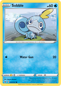 Common Pokémon card Sobble 54/202 from Sword & Shield expansion