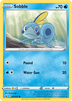 Common Pokémon card Sobble 55/202 from Sword & Shield expansion