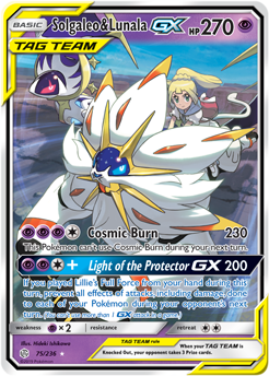 Solgaleo Lunala GX 75/236 Pokémon card from Cosmic Eclipse for sale at best price