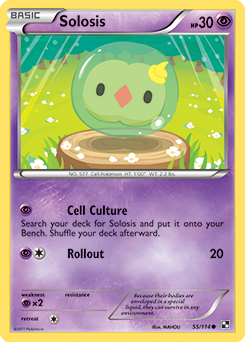 Common Pokémon card Solosis 55/114 from Black & White expansion