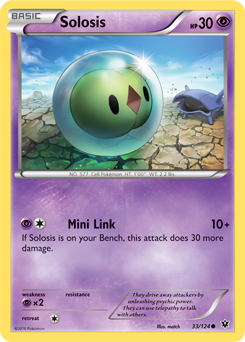 Common Pokémon card Solosis 33/124 from Fates Collide expansion