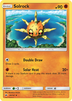 Uncommon Pokémon card Solrock 69/147 from Burning Shadows expansion